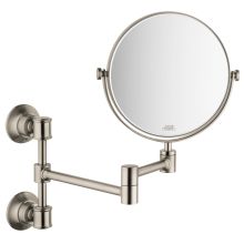Montreux 7 3/4" Double Sided Round Makeup Mirror with 2.5 x Magnification and Double Jointed Swing Arm