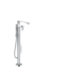 Edge Floor Mounted Free Standing Tub Filler with Built-In Diverter and Hand Shower Less Rough In - Engineered in Germany, Limited Lifetime Warranty