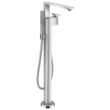 Edge Floor Mounted Free Standing Tub Filler with Built-In Diverter and Hand Shower Less Rough In - Engineered in Germany, Limited Lifetime Warranty