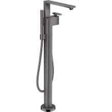 Edge Floor Mounted Free Standing Tub Filler with Built-In Diverter and Hand Shower Less Rough In - Engineered in Germany, Limited Lifetime Warranty