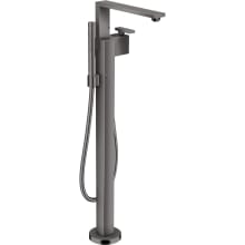 Edge Floor Mounted Free Standing Tub Filler with Built-In Diverter and Hand Shower, Diamond Cut Less Rough In - Engineered in Germany, Limited Lifetime Warranty