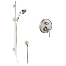 Montreux Single Function Handshower with Slide Bar and Thermostatic Trim with Rough In Valve - Engineered in Germany, Limited Lifetime Warranty