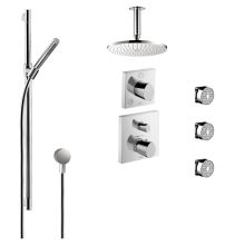 Starck Organic Thermostatic Shower System with Shower Head, Handshower, Slide Bar, 3 Bodysprays, and Volume Control with Rough-In Valves - Engineered in Germany, Limited Lifetime Warranty