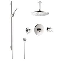 Uno Thermostatic Shower System with Shower Head, Handshower, Slide Bar, and Volume Control with Rough In Valve - Engineered in Germany, Limited Lifetime Warranty