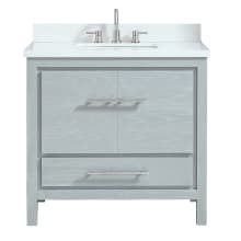 Riley 37" Single Vanity Set with Wood Cabinet, Quartz Vanity Top, and Vitreous China Sink