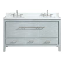 Riley 61" Double Vanity Set with Wood Cabinet, Quartz Vanity Top, and Vitreous China Sink