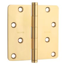 4" x 4" Solid Brass Plain Bearing 1/4" Radius Corner Mortise Door Hinge - Single Hinge