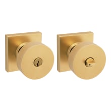 Contemporary Single Cylinder Keyed Entry Door Knob Set with Square Rose and Emergency Exit Function