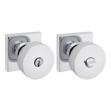 Contemporary Single Cylinder Keyed Entry Door Knob Set with Square Rose and Emergency Exit Function