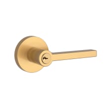 Square Single Cylinder Keyed Entry Door Lever Set with Contemporary Round Rose