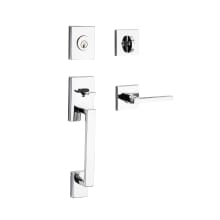 La Jolla SmartKey Single Cylinder Keyed Entry Handleset with Square Lever and Contemporary Square Interior Trim from the Reserve Collection
