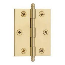 2-1/2 Inch x 2 Inch Solid Brass Ball Tip Cabinet Hinges - Pair