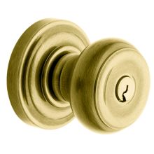 Colonial Style Single Cylinder Keyed Entry Door Knob Set with Classic Rosette for Thicker Doors from the Estate Collection