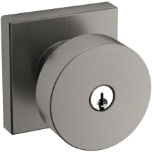 Contemporary Single Cylinder Keyed Entry Door Knob Set with Square Rose and Emergency Exit Function