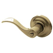 Wave Style Left Handed Single Cylinder Keyed Entry Door Lever Set with Classic Rosette for Thicker Doors from the Estate Collection