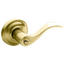Wave Style Right Handed Single Cylinder Keyed Entry Door Lever Set with Classic Rosette for Thicker Doors from the Estate Collection