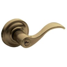 Wave Style Right Handed Single Cylinder Keyed Entry Door Lever Set with Classic Rosette for Thicker Doors from the Estate Collection
