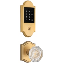 Boulder Touchscreen Electronic Deadbolt and Crystal Passage Knob Set with Arch Rose