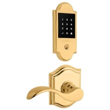Boulder Touchscreen Electronic Deadbolt and Curve Passage Lever Set with Arch Rose