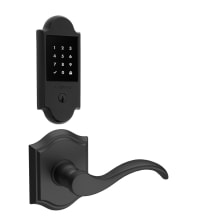 Boulder Touchscreen Electronic Deadbolt and Curve Passage Lever Set with Arch Rose