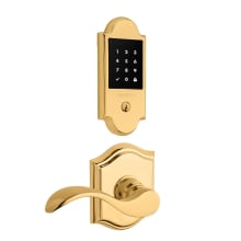Boulder Touchscreen Electronic Deadbolt with Z-Wave Technology and Curve Passage Lever Set with Arch Rose