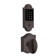 Boulder Touchscreen Electronic Deadbolt with Z-Wave Technology and Ellipse Passage Knob Set with Arch Rose