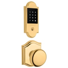 Boulder Touchscreen Electronic Deadbolt with Z-Wave Technology and Round Passage Knob Set with Arch Rose