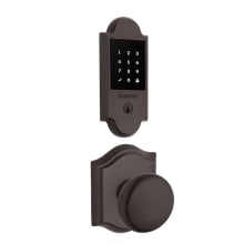 Boulder Touchscreen Electronic Deadbolt with Z-Wave Technology and Round Passage Knob Set with Arch Rose
