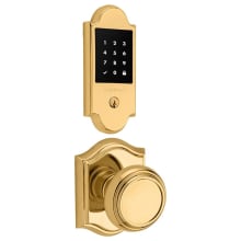 Boulder Touchscreen Electronic Deadbolt with Z-Wave Technology and Traditional Passage Knob Set with Arch Rose