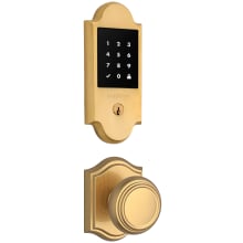Boulder Touchscreen Electronic Deadbolt with Z-Wave Technology and Traditional Passage Knob Set with Arch Rose