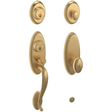 Landon Sectional Single Cylinder Keyed Entry Handleset with 5225 Interior Knob from the Estate Collection
