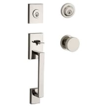 La Jolla SmartKey Double Cylinder Keyed Entry Handleset with Modern Knob and Modern Round Interior Trim from the Reserve Collection