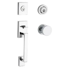 La Jolla Standard C Keyway Double Cylinder Keyed Entry Handleset with Modern Knob and Modern Round Interior Trim for Thick Doors