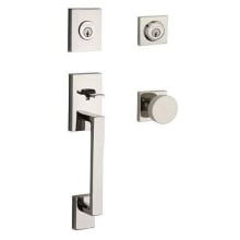 La Jolla Standard C Keyway Double Cylinder Keyed Entry Handleset with Modern Knob and Modern Square Interior Trim from the Reserve Collection