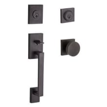 La Jolla SmartKey Double Cylinder Keyed Entry Handleset with Modern Knob and Modern Square Interior Trim for Thick Doors