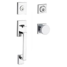 La Jolla SmartKey Double Cylinder Keyed Entry Handleset with Modern Knob and Modern Square Interior Trim for Thick Doors