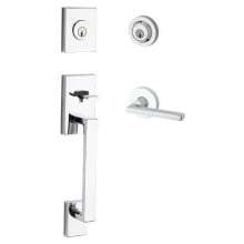 La Jolla SmartKey Double Cylinder Keyed Entry Handleset with Square Lever and Contemporary Round Interior Trim for Thick Doors