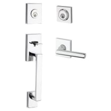 La Jolla Standard C Keyway Double Cylinder Keyed Entry Handleset with Square Lever and Contemporary Square Interior Trim for Thick Doors