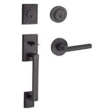La Jolla SmartKey Double Cylinder Keyed Entry Handleset with Tube Lever and Contemporary Round Interior Trim for Thick Doors