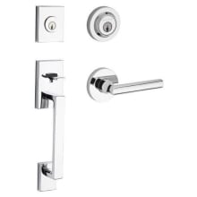 La Jolla SmartKey Double Cylinder Keyed Entry Handleset with Tube Lever and Contemporary Round Interior Trim for Thick Doors