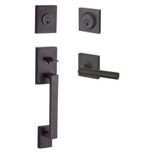 La Jolla SmartKey Double Cylinder Keyed Entry Handleset with Tube Lever and Contemporary Square Interior Trim for Thick Doors