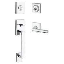 La Jolla Standard C Keyway Double Cylinder Keyed Entry Handleset with Tube Lever and Contemporary Square Interior Trim for Thick Doors