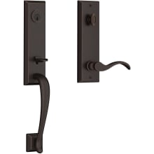 Del Mar One Piece Single Cylinder Keyed Entry Handleset with Right Handed Interior Curve Lever and Emergency Egress Function for Thick Doors