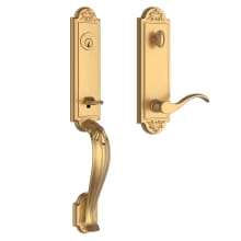 Elizabeth One Piece Single Cylinder Keyed Entry Handleset with Right Handed Interior Curve Lever and Emergency Egress Function for Thick Doors
