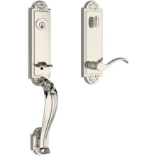 Elizabeth One Piece Single Cylinder Keyed Entry Handleset with Right Handed Interior Curve Lever and Emergency Egress Function for Thick Doors