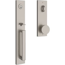 Santa Cruz Full Plate Single Cylinder Keyed Entry Handleset with Interior Contemporary Knob and Emergency Egress Function