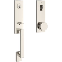 Seattle One Piece Single Cylinder Keyed Entry Handleset with Interior Contemporary Knob and Emergency Egress Function for Thick Doors