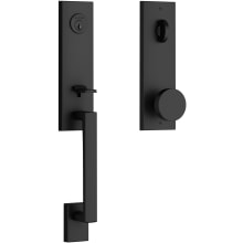 Seattle One Piece Single Cylinder Keyed Entry Handleset with Interior Contemporary Knob and Emergency Egress Function for Thick Doors