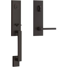 Seattle One Piece Single Cylinder Keyed Entry Handleset with Square Interior Lever and Emergency Egress Function