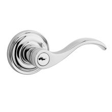 Curve Right Handed Single Cylinder Keyed Entry Door Lever with Round Rose